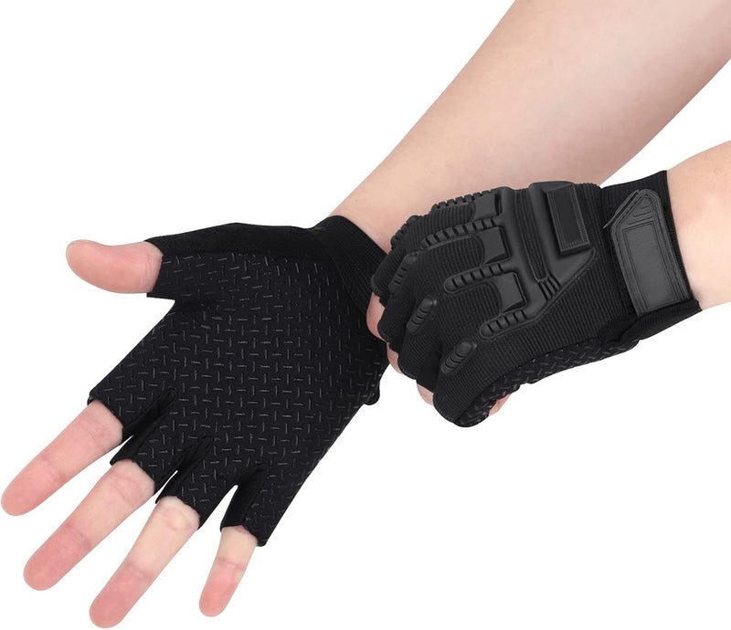 BXT Kids Half Finger Sports Gloves with Grip - Non-Slip Gel Protective Dirt Bike, Cycling, Fishing, Climbing, Gymnastics Glove for Boys Girls - Image 5